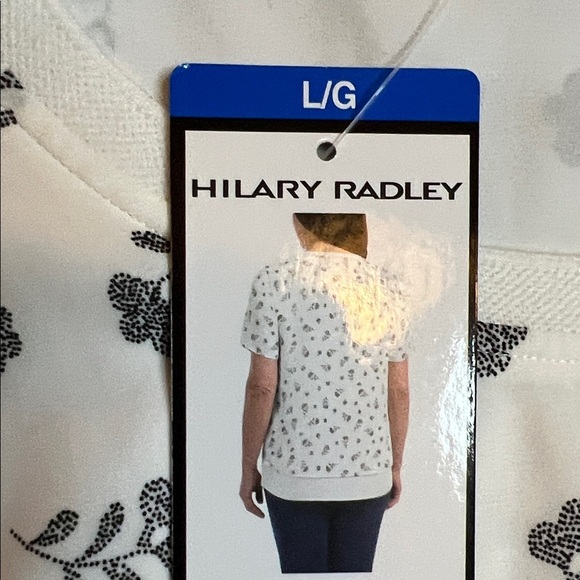 NWT Hilary Radley Black and White Patterned Top Women’s M & L - Picture 7 of 9